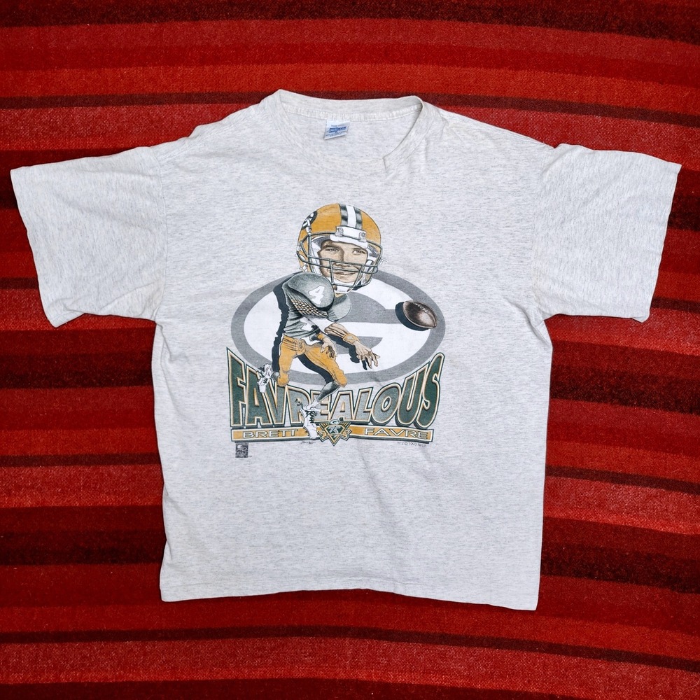 Vintage 1993 Brett Favre Shirt Favrealous Mens XL Gray Green Bay Packers USA